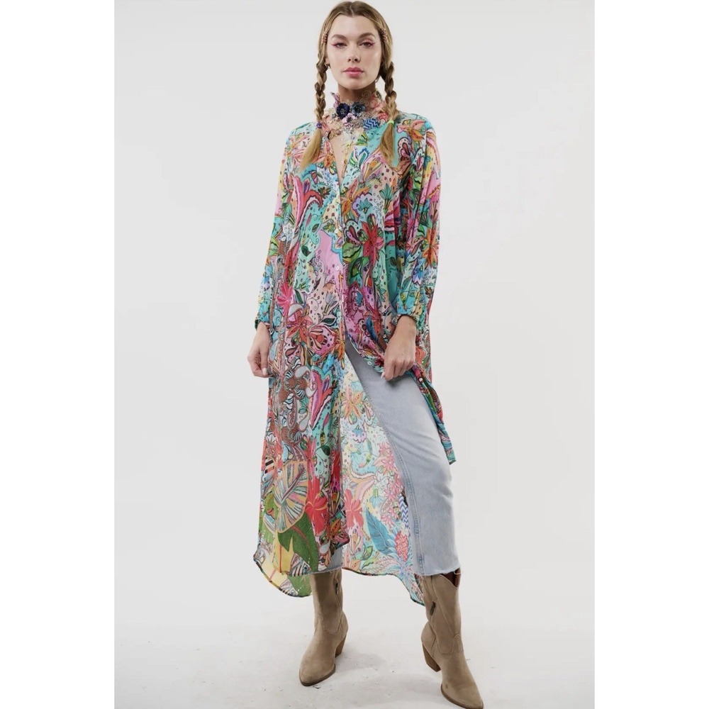 Aratta Ashley Button Down Dress L NWT Boho Maxi $172 Retail